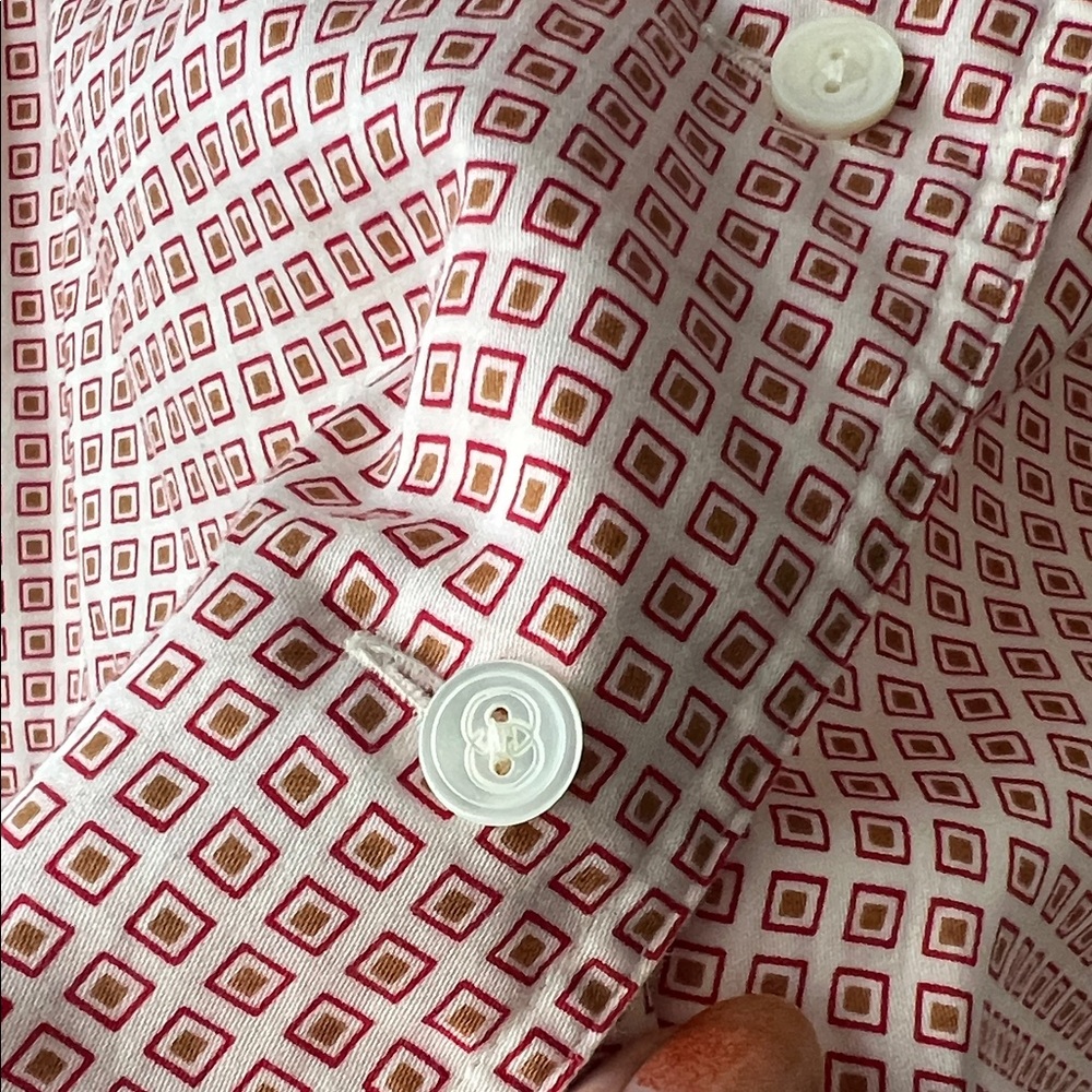 Vintage Gucci Pink Red Brown printed Checkered Casual Shirt 42 aprox S M - Picture 7 of 8